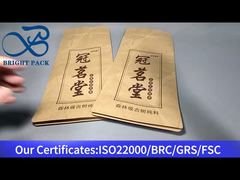 সাদা চায়ের জন্য ক্রাফ্ট পেপার আট-পাশে সিল করা ব্যাগ