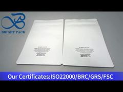 সাদা শিশু প্রতিরোধী স্ট্যান্ড আপ থলি