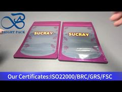 গোলাপী অ্যালুমিনিয়াম ফয়েল স্ট্যান্ড আপ জিপার ব্যাগ স্বচ্ছ জানালা সহ