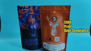 ক্যানাবিস ডিসপেনসারির সম্মতির প্রয়োজনের জন্য ইউএস-পেটেন্ট করা চাইল্ড প্রুফ জিপলক ব্যাগ