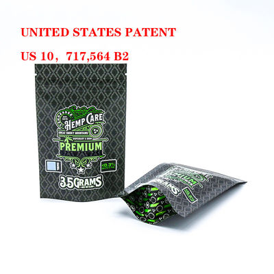 3.5g 7g গন্ধ প্রতিরোধী মাইলার ব্যাগ শিশু প্রতিরোধী নিরাপত্তা জিপলক স্ট্যান্ড আপ ফুড প্যাকেজিং ব্যাগ কাস্টম লোগো সমর্থিত