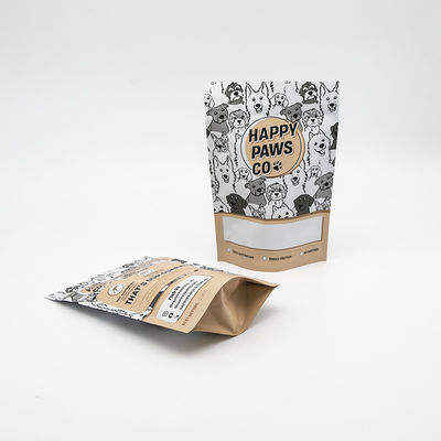 কাস্টম মুদ্রিত ফ্রিজড জিপলক ব্যাগগুলি পুনরায় বন্ধযোগ্য স্ট্যান্ড আপ জিপার পকেট উইন্ডো পোষা প্রাণী