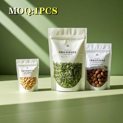 কাস্টম প্রিন্টিং ইকো বায়োডেগ্রেডেবল আর্দ্রতা প্রতিরোধী ব্যাগ ক্রাফ্ট পেপার পেপার পুনরায় ব্যবহারযোগ্য চা কফি জিপার সহ স্ট্যান্ড আপ ব্যাগ