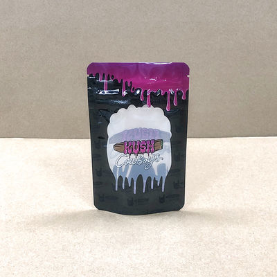 কাস্টম স্ট্যান্ড আপ প্যাকেট থাম্ব পকেট সহ পুনরায় বন্ধযোগ্য শিশু-প্রতিরোধী জিপার