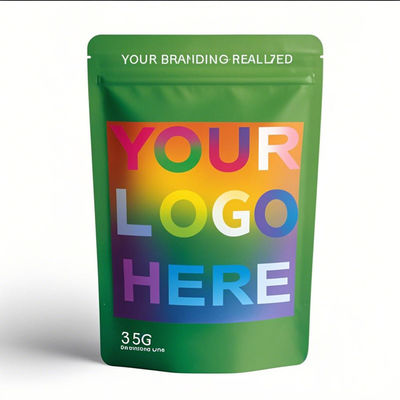 পাইকারি কাস্টম মুদ্রিত মাইলার গন্ধ প্রমাণ 3.5g 7g 14g 28g ফুড স্ট্যান্ড আপ পাউচ জিপার প্লাস্টিক লেজার টেরিও 3.5g ব্যাগ উইন্ডো সহ