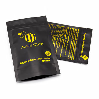 ক্যান্ডি / স্ন্যাকস / ফার্মাসিউটিক্যালসের জন্য মাল্টি-লেয়ার অ্যালুমিনিয়াম কম্পোজিট শিশু-প্রমাণ প্যাকেজিং ব্যাগ কাস্টমাইজযোগ্য সিআর প্যাকেজিং সমাধান