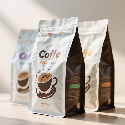 প্রিমিয়াম কফি প্যাকেজিং মাইলার ব্যাগ অ্যারোমা লক ভালভ এবং 99% ইউভি লাইট ব্লকিং