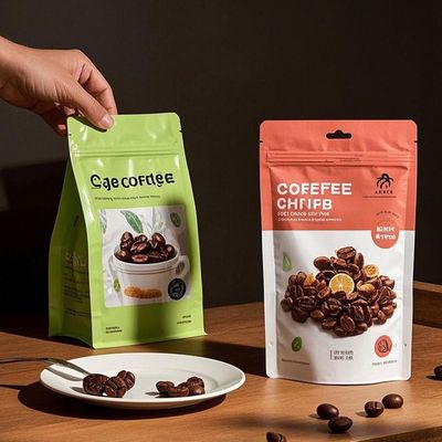 কাস্টম প্রিন্টেড ম্যাট স্ট্যান্ড-আপ পাউচ আংশিক উইন্ডো দৃশ্যমানতা সহ, পুনরায় সিল করা যায় এমন জিপার এবং খাদ্য-উপযোগী FDA কমপ্লায়েন্ট