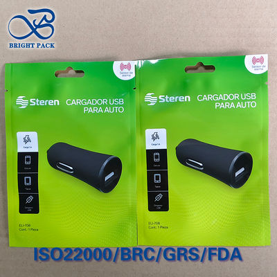 কাস্টম মুদ্রিত ইউএসবি ডেটা ক্যাবল প্যাকেজিং ব্যাগ, 3-পার্শ্ব সিলিং জিপার পকেট