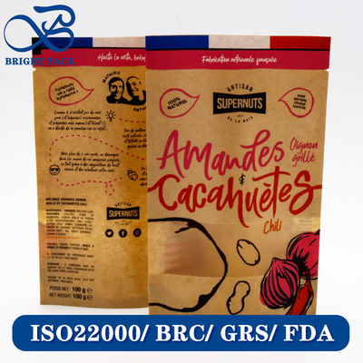 স্বচ্ছ জানালা এবং কাস্টমাইজযোগ্য মুদ্রণ প্যাটার্ন সহ খাদ্য প্যাকেজিংয়ের জন্য পুনর্ব্যবহারযোগ্য এবং বায়োডেগ্রেডেবল ক্রাফট পেপার ব্যাগ।