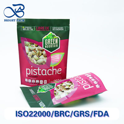 বাদাম প্যাকেজিংয়ের জন্য ছিদ্র-প্রতিরোধী এবং আর্দ্রতা-প্রমাণ সহ পাইকারি পুনর্ব্যবহারযোগ্য প্লাস্টিকের স্ট্যান্ড আপ জিপার পাউচ