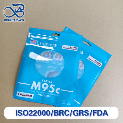 স্বনির্ধারিত ব্র্যান্ডেড প্রিন্টিং, স্বচ্ছ উইন্ডো সহ মেডিকেল মাস্ক প্যাকেজিংয়ের জন্য থ্রি সাইডেড সিলিং ব্যাগ, বাল্ক অর্ডারে ছাড়