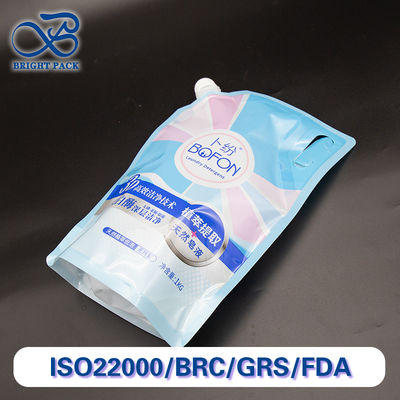 লন্ড্রি ডিটারজেন্ট প্যাকেজিংয়ের জন্য হ্যান্ডেল সহ টেকসই এবং সুবিধাজনক স্পাউট ব্যাগ কাস্টম মুদ্রিত বাল্ক অর্ডার ছাড়।