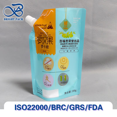 সস, জুস, দই এবং তরল খাদ্য প্যাকেজিংয়ের জন্য উপযুক্ত কাস্টমাইজযোগ্য খাদ্য গ্রেড অগ্রভাগ ব্যাগ।