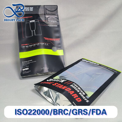 পোশাকের জন্য পুনরায় ব্যবহারযোগ্য জিপারযুক্ত স্ট্যান্ড আপ ব্যাগ